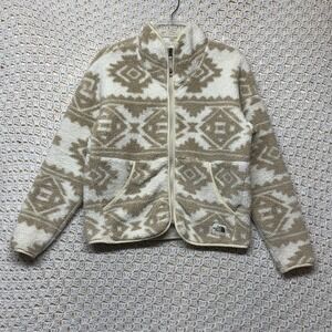 North Face Sweater Girls XL (16) Beige Campshire Fleece Sherpa Aztec Full Zip